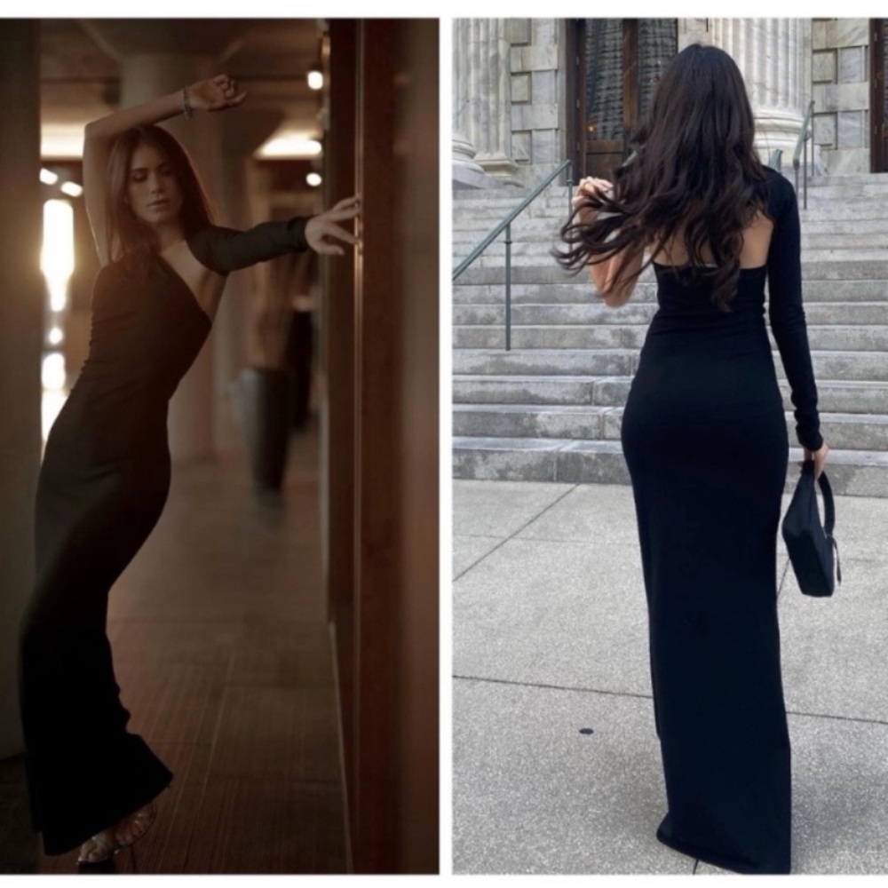 Marcella NYC Manhattan One Shoulder Gown European Ponte Open Back Halter Gown S - Picture 4 of 15